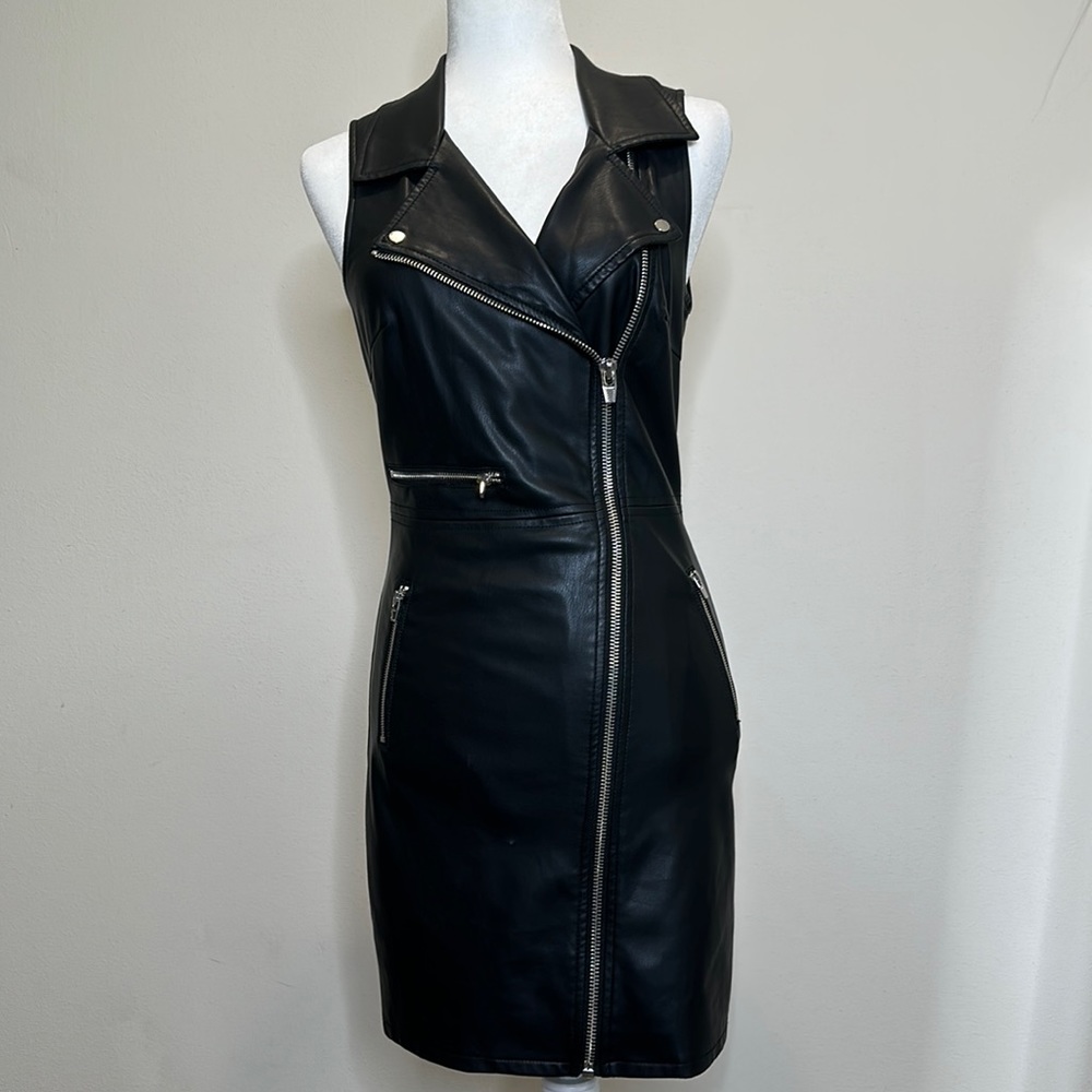 Faux Leather Zip Up Dress
